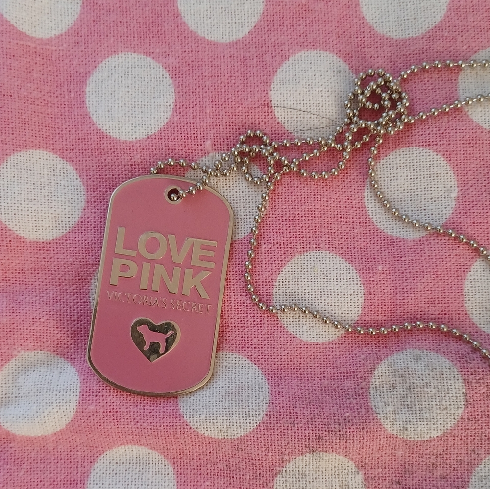 Victoria's Secret Pink Dog Tag Necklace Vintage, Htf!